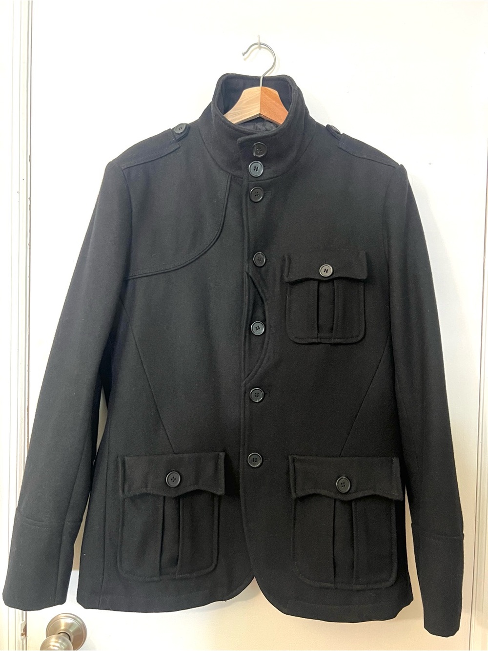 Men's Black Button Front Jacket